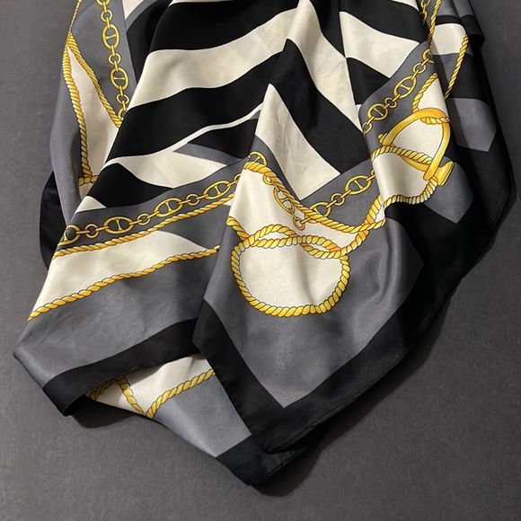 DRESSY SCARF YELLOW BLACK AND GRAY SCARF - Picture 2 of 14